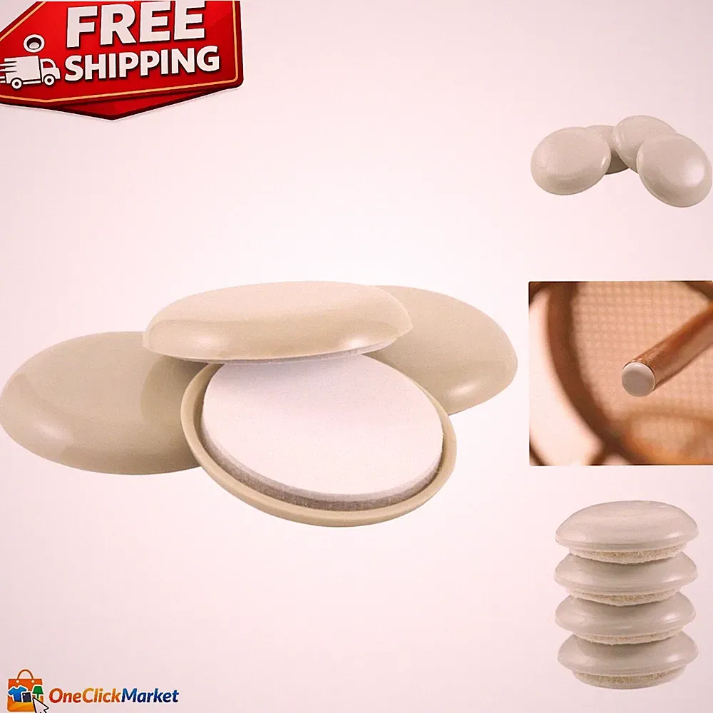 1-11/16 Inch Round Self-Stick Sliders - Effortless Furniture Moving on Carpet