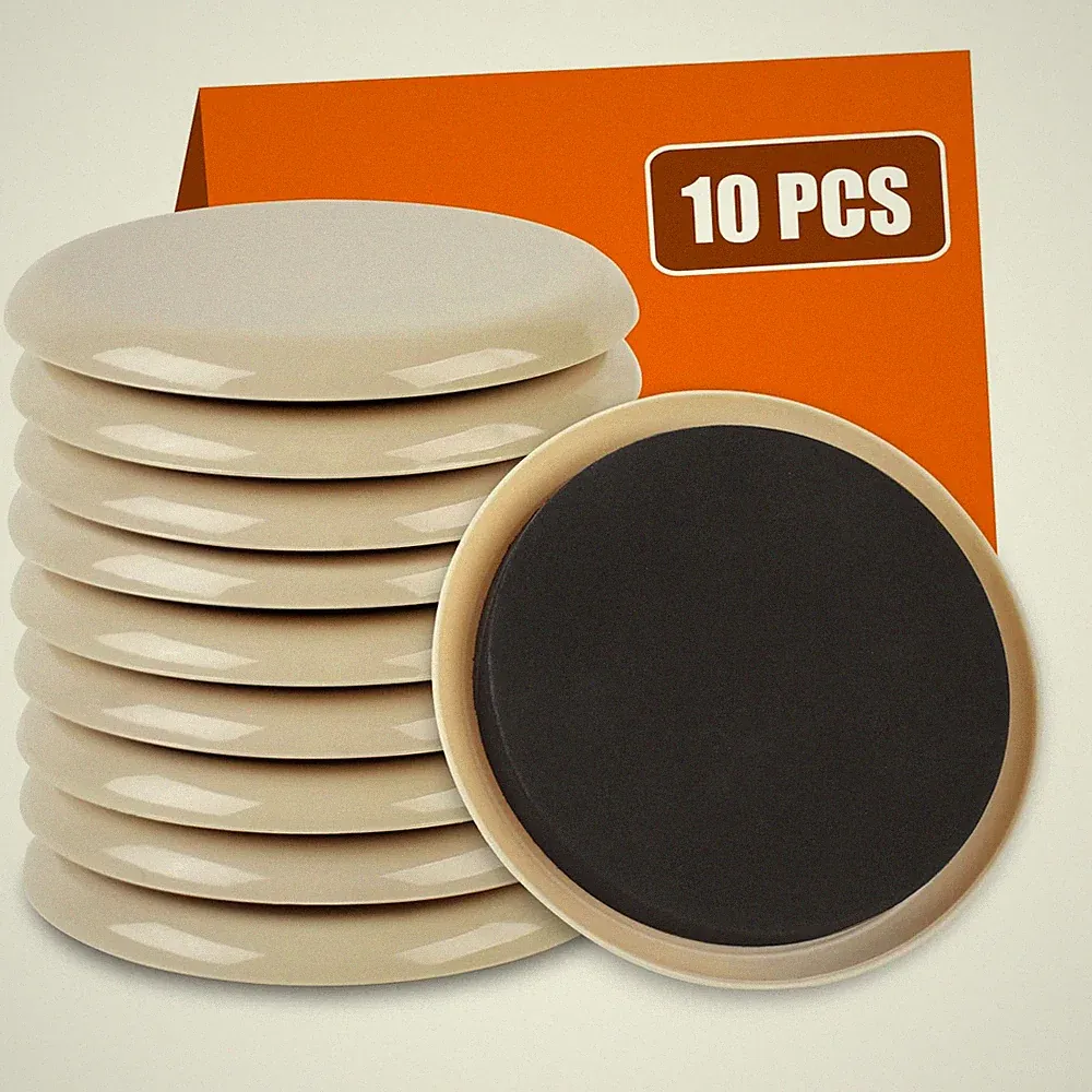 10PCS HeavyDuty Furniture Sliders for Hardwood & Carpet Floors, 3.5"
