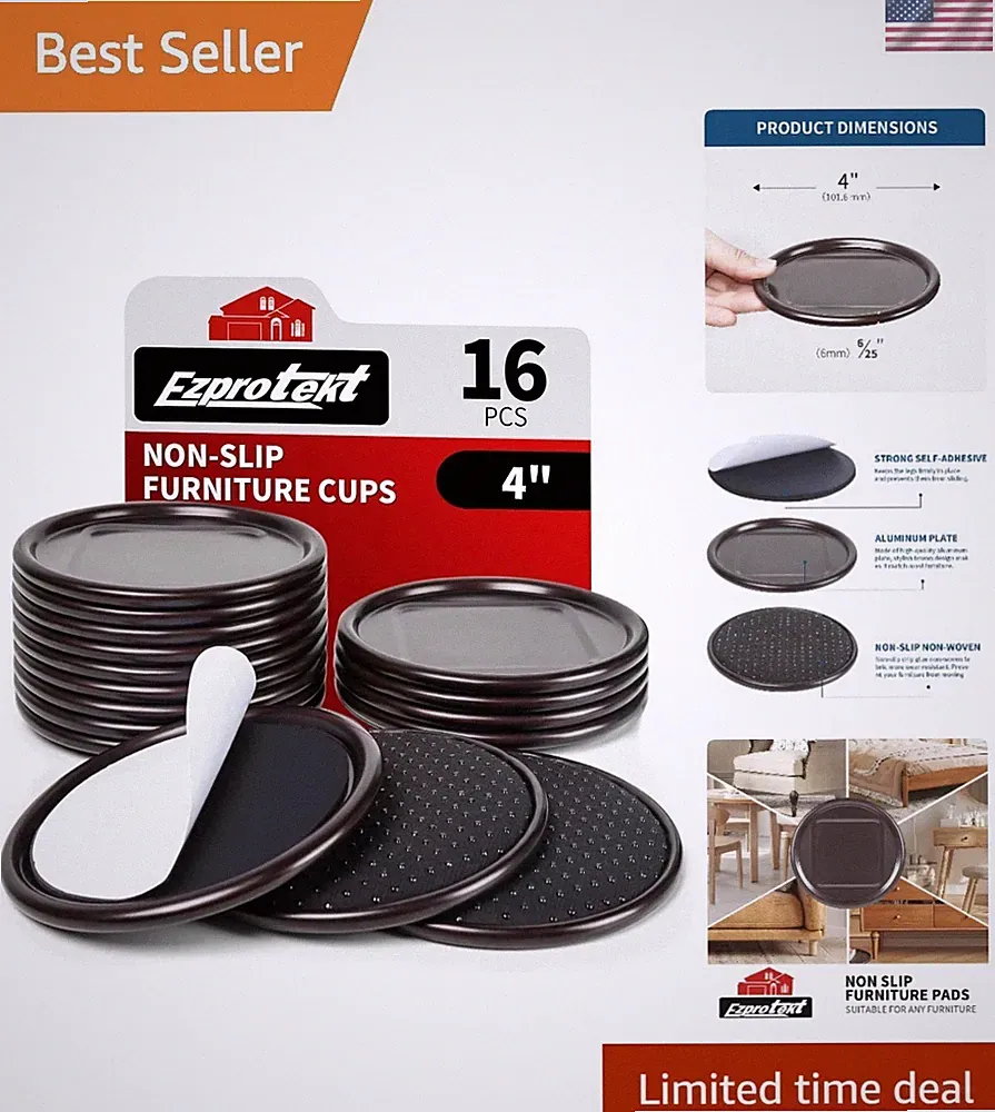 16 Pcs 4-Inch Round Non-Slip Furniture Pads for Hardwood & Tile Floor Protection