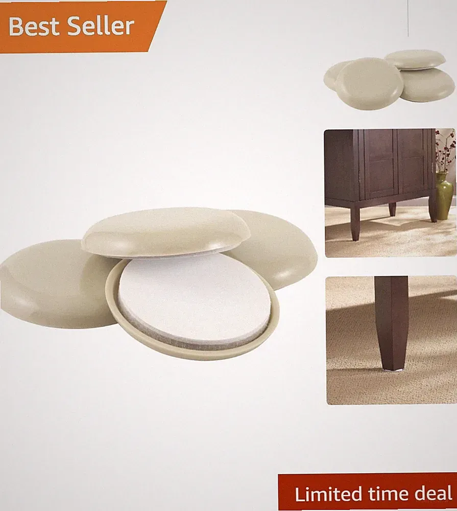 2-1/4" Round Self-Stick Furniture Sliders - Effortless Move & Carpet Protection