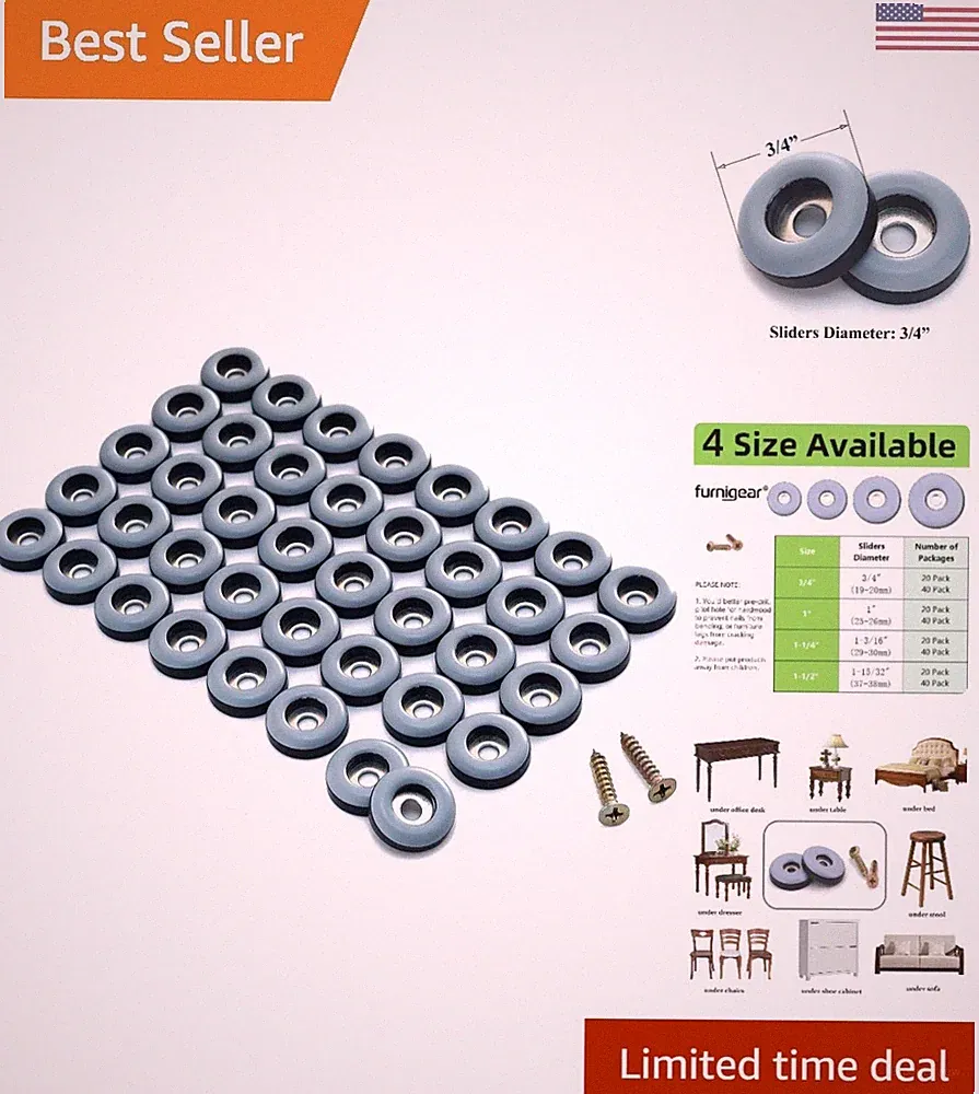 3/4'' Round Furniture Glides - Slip Sliders for Carpet & Hardwood