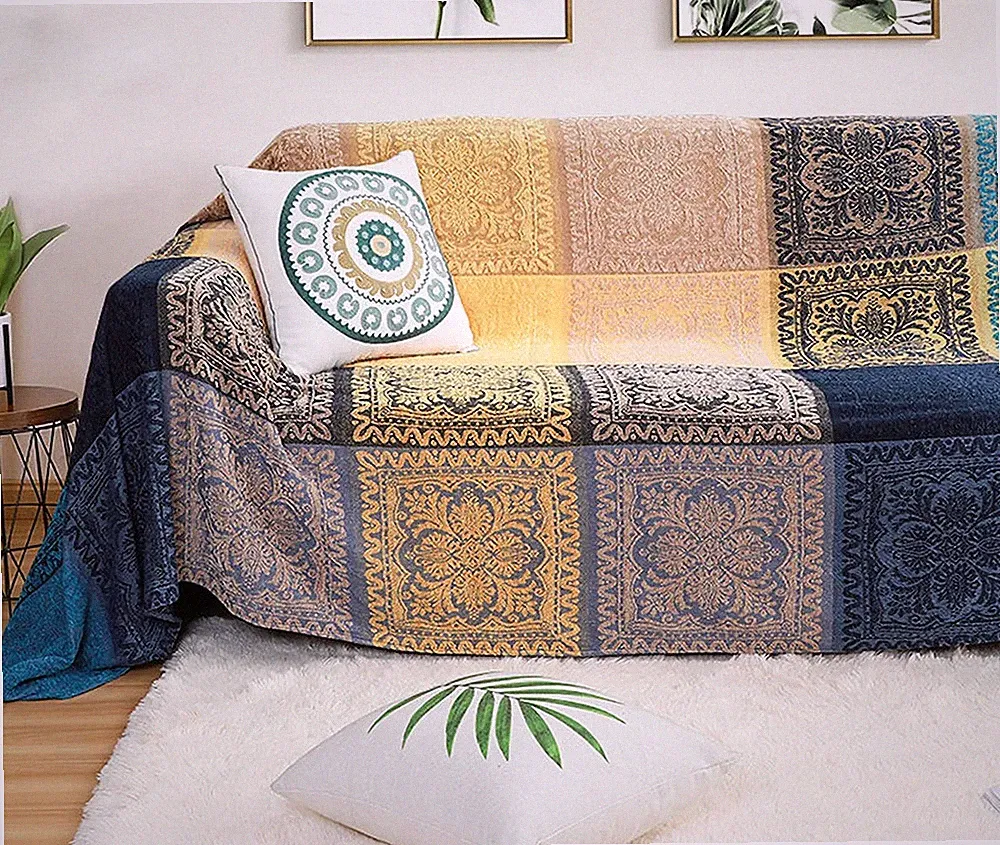 AIVIA Bohemian Throws Blanket, Chenille Woven Colorful Recliner Chair Couch T...