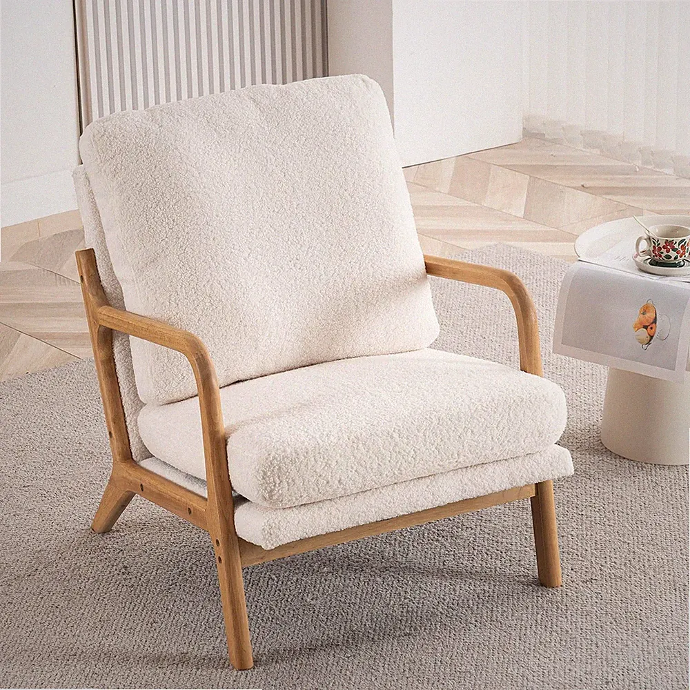 Cozy Mid Century Modern Accent Chair with Detachable Cover and Foam Cushion