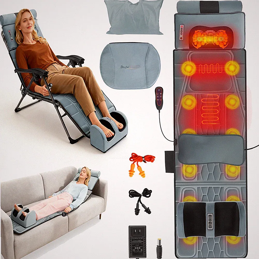 Electric Massage Mat w/ 9 Vibration Modes Heat Overheat Protection for Recliner