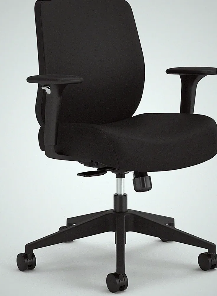 Ergonomic Black Office Chair with Adjustable Arms, Foam Cushion & Wheels