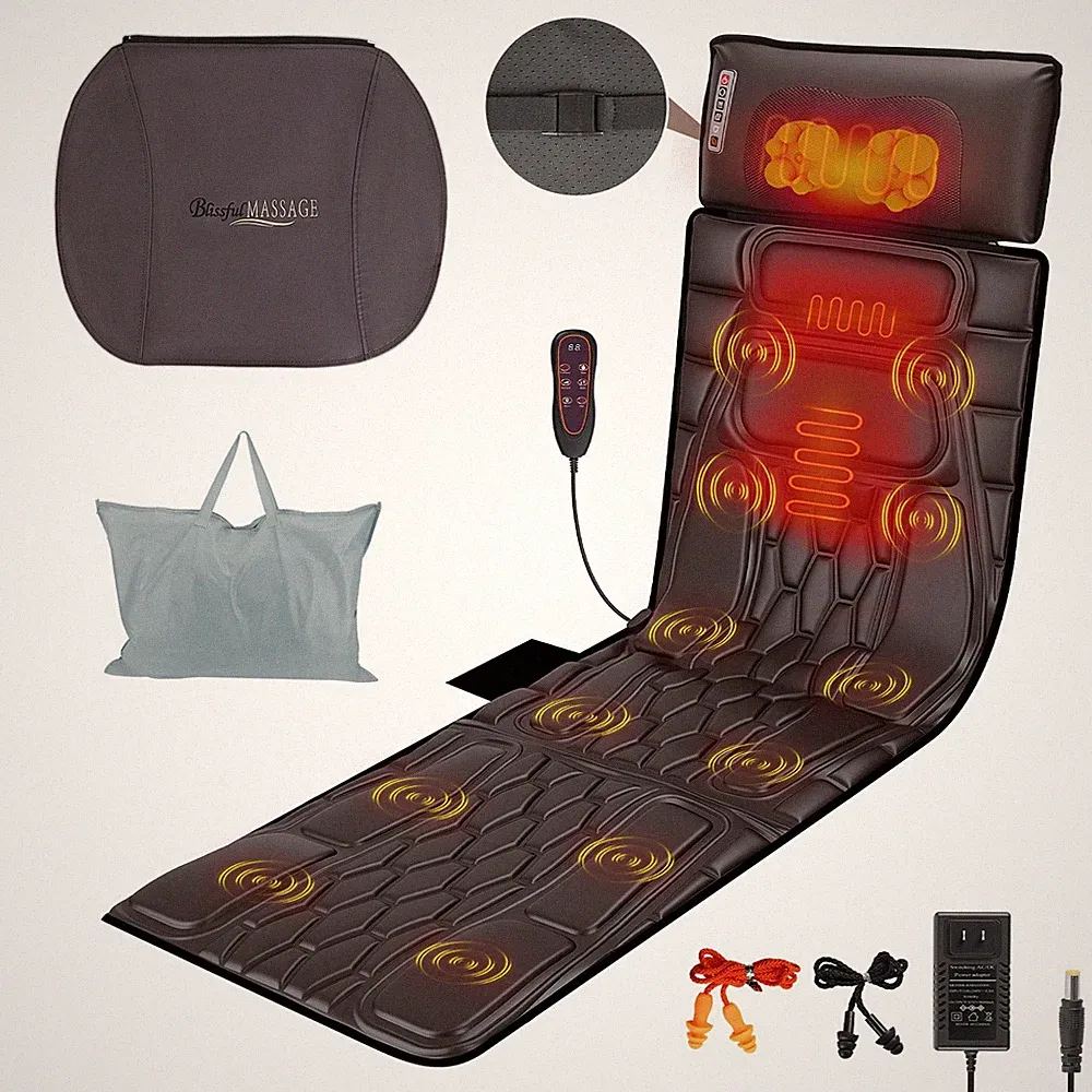 Full Body Massage Mat Pad with Heat Shiatsu Neck Massager for Reclining Chair