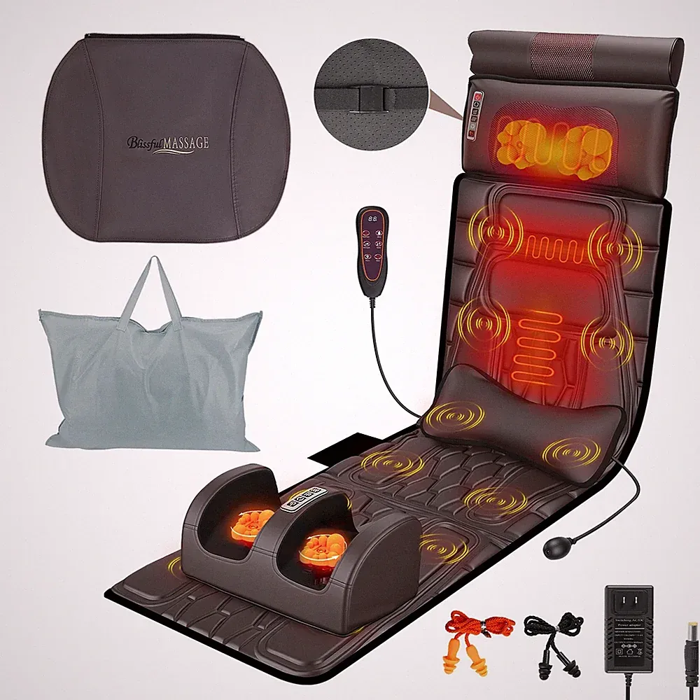 Full Body Massage Mat with Heat Kneading & Vibration Relief for Neck Back & Feet