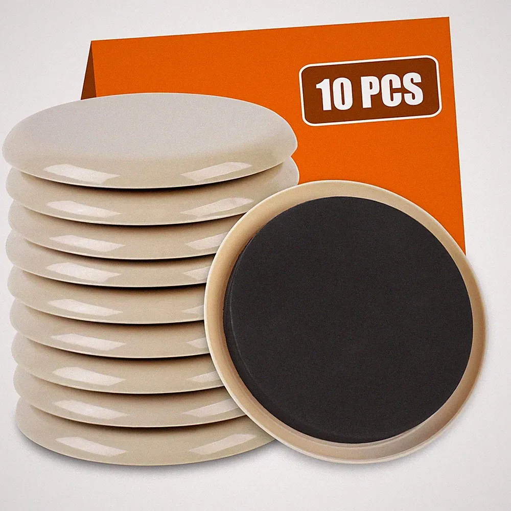 Furniture Moving Sliders 3.5 Inch for Carpet Hard Floors Reusable Gliders 10PK