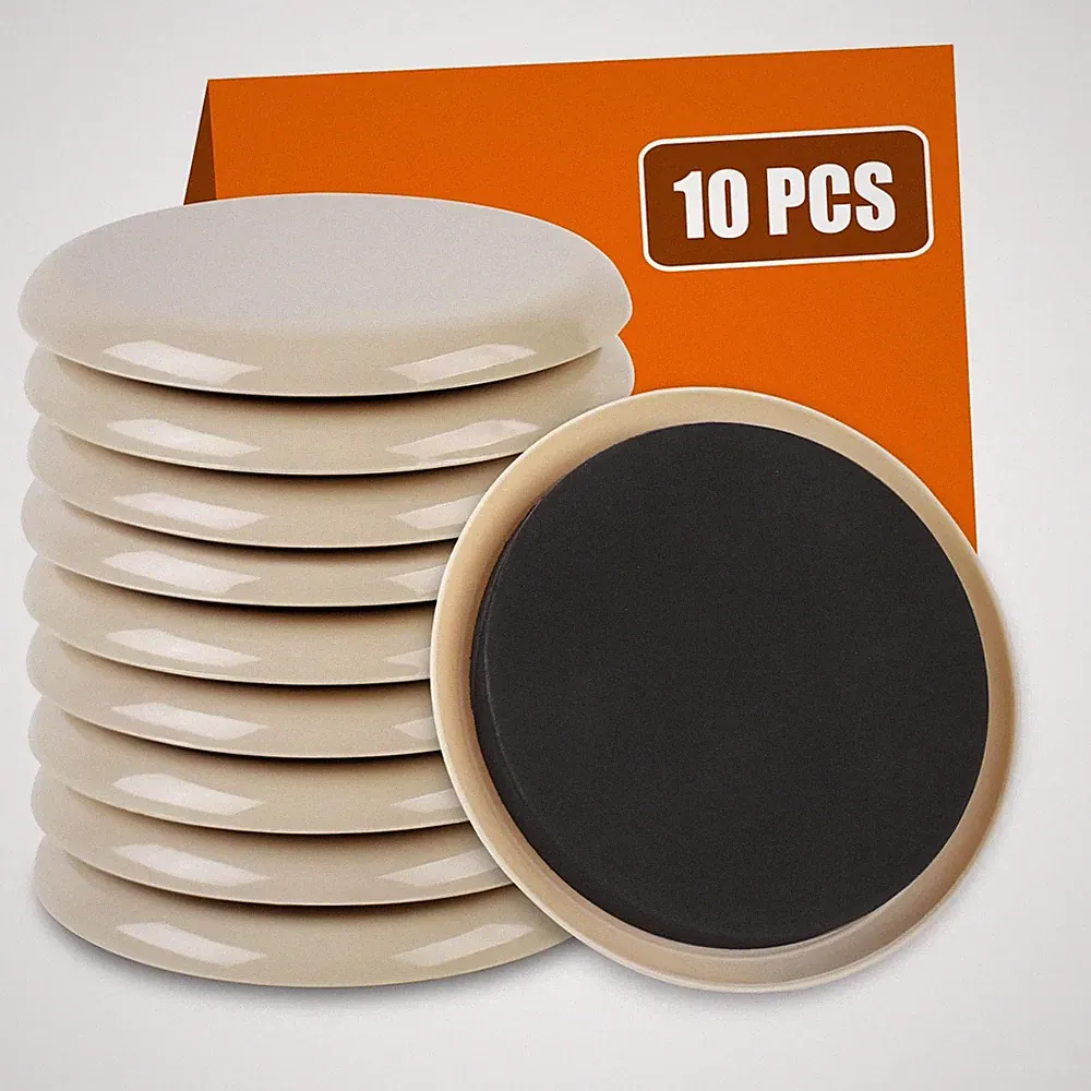 Furniture Sliders 10PCS 3 1/2" Beige Floor Protectors for Carpet Hardwood Floors