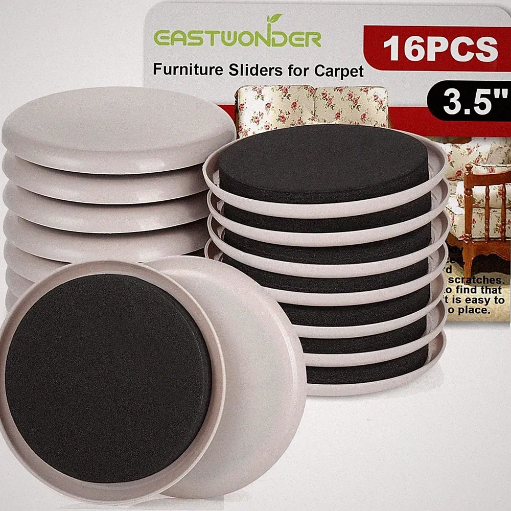 Furniture Sliders 16 Pack for Carpet Hardwood Multi Surface Furniture Movers