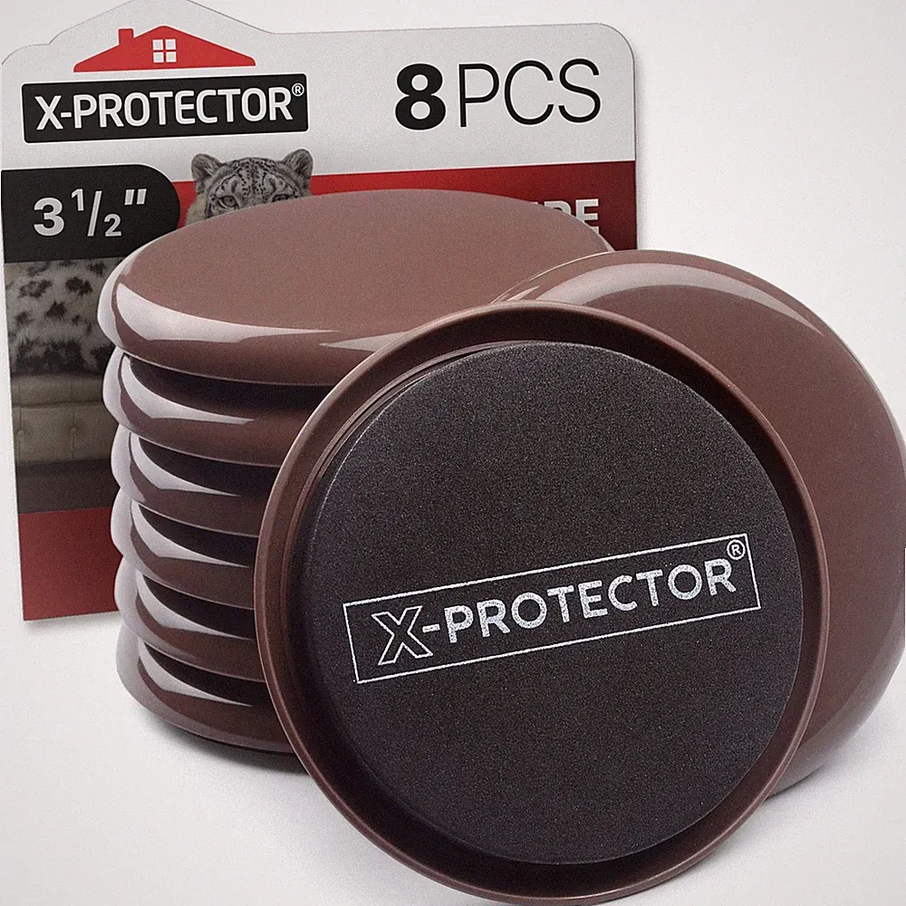 Furniture Sliders for Carpet X-PROTECTOR - 8 8 PCS 3.5", For Carpet, Brown
