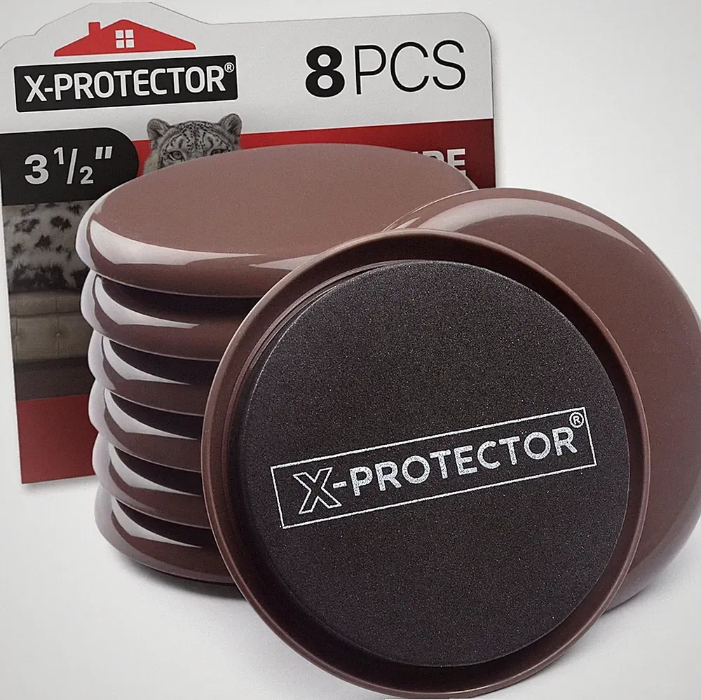 Furniture Sliders for Carpet X-PROTECTOR - 8 PCS Best Heavy Moving Pads 3 1/2"