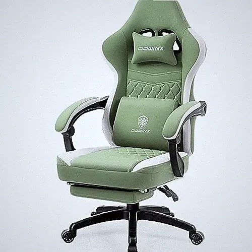 Gaming Chair Breathable Fabric Game Chair with Gel Pad and Storage Bag, Green