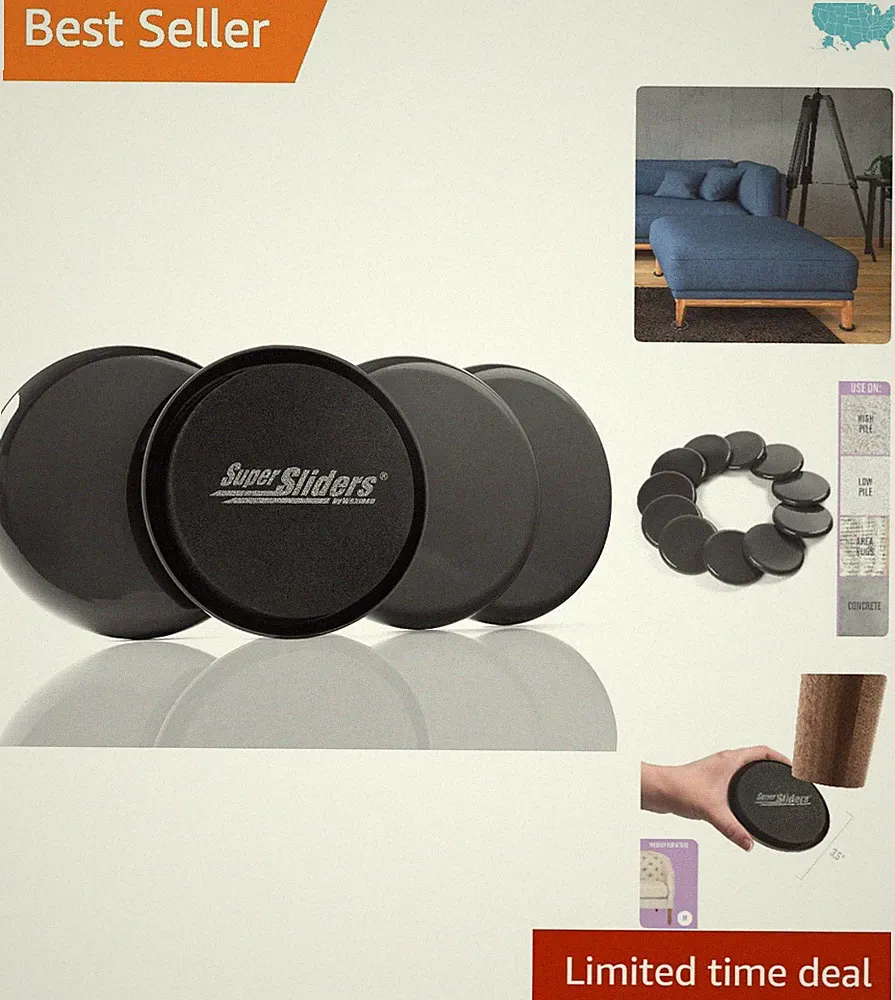 Heavy-Duty Reusable Furniture Sliders - 4 Pack for Effortless Movement on Carpet