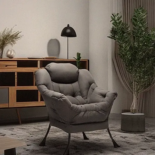 Lazy Chair with Armrest and Side Pocket, Comfy Accent Lounge Chair,Leisure So...