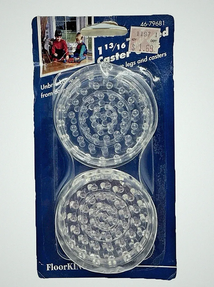 NEW 2Pcs Carpet Protectors Spiked Caster Cups 1.81" Round Furniture Cup Clear