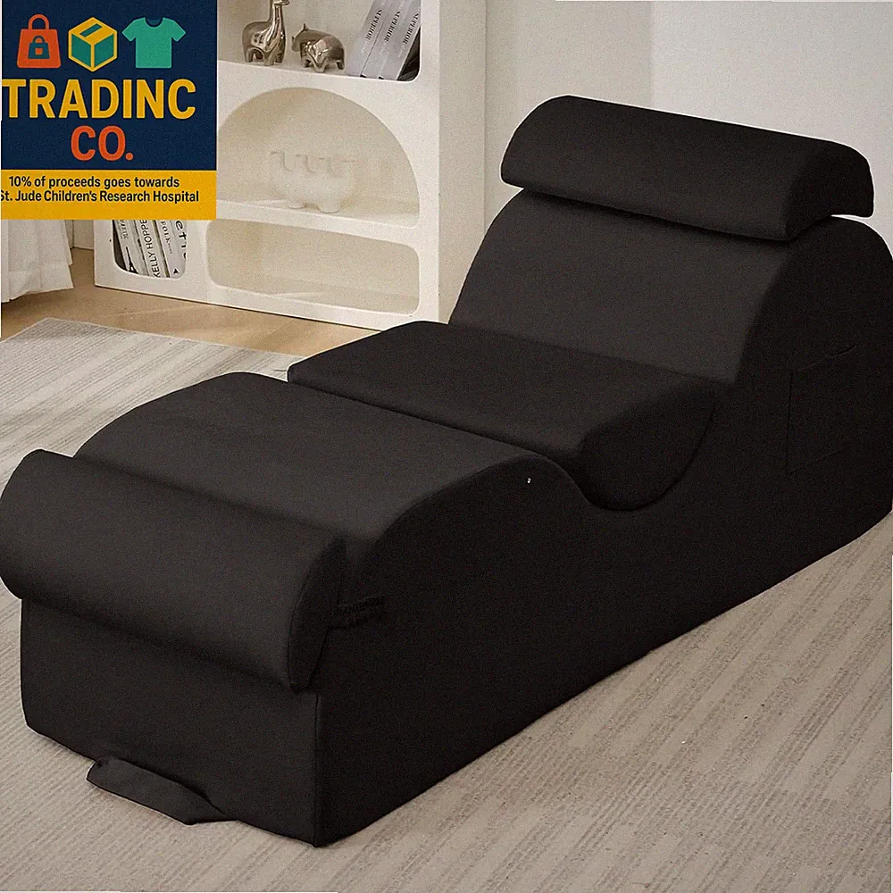 Sleek Chaise Lounge Chair for Exercise/Yoga, Indoor Lounger with Headrest, Waist