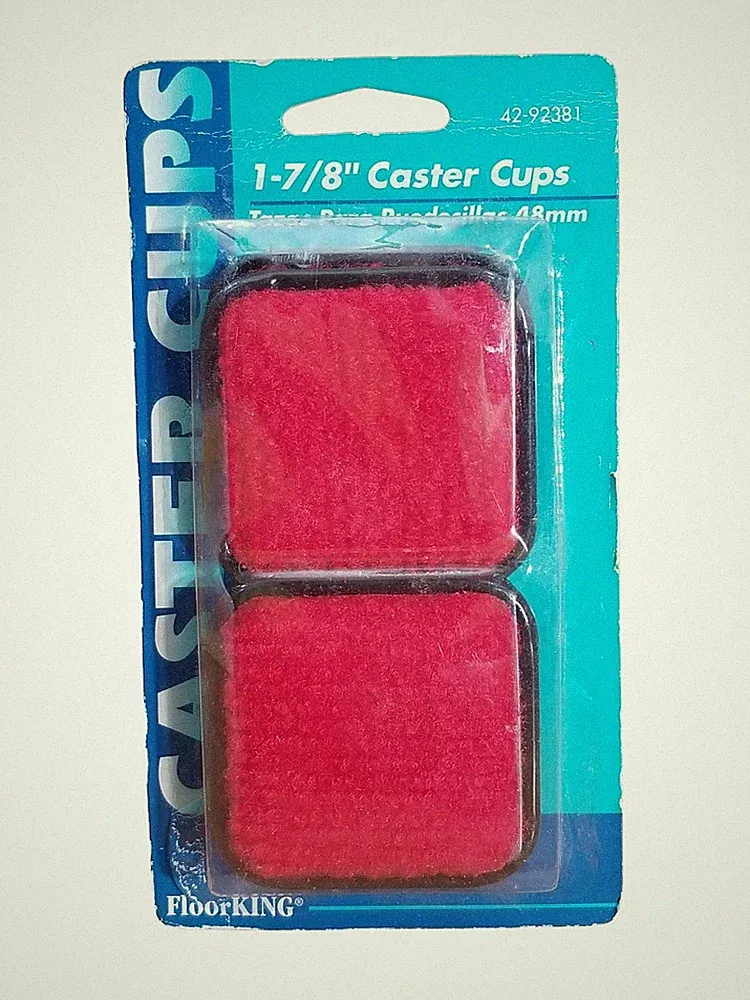 Waxman 1-7/8" Caster Cups Square Carpeted Bottom Furniture Protect Hardwood Red