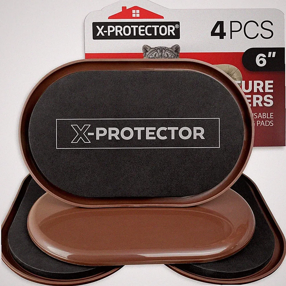 X-Protector Furniture Sliders for Carpet - 4 PCS 6" X 3 1/2" - the Best Heavy-Du